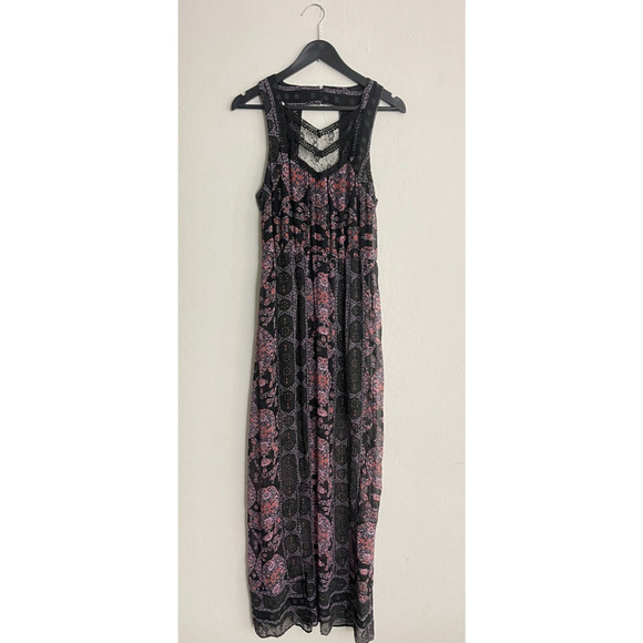 Free People Dress 4 Maxi Moroccan Black Crochet Lace Fairy Bohemian Whimsical - Picture 2 of 11